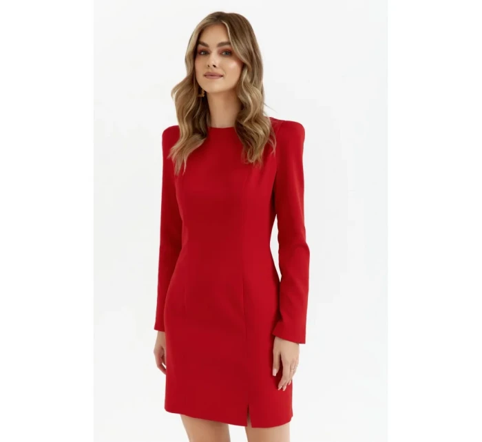 M755 Šaty s modelovaným prešívaním - červené
