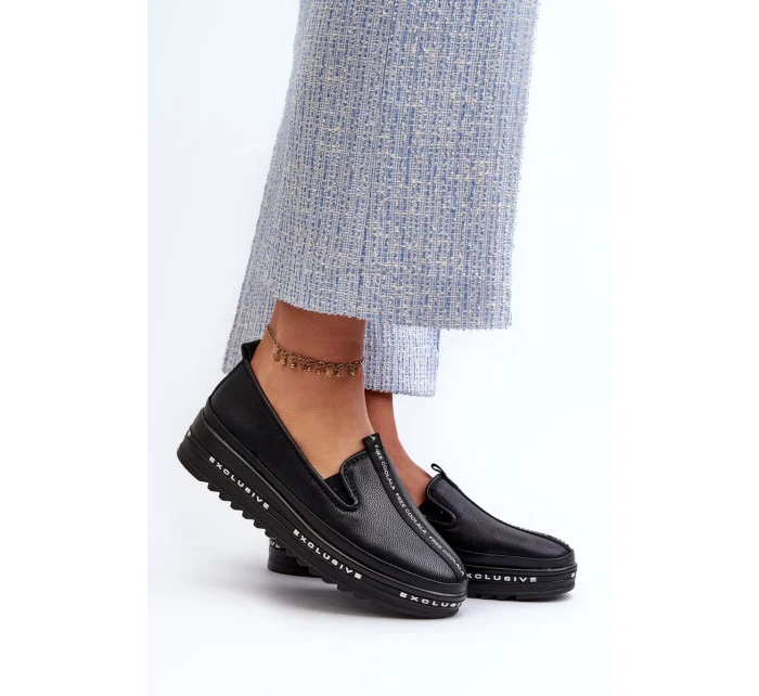 Dámske kožené topánky na platforme S.Barski Black Dámske kožené topánky na platforme S.Barski Black