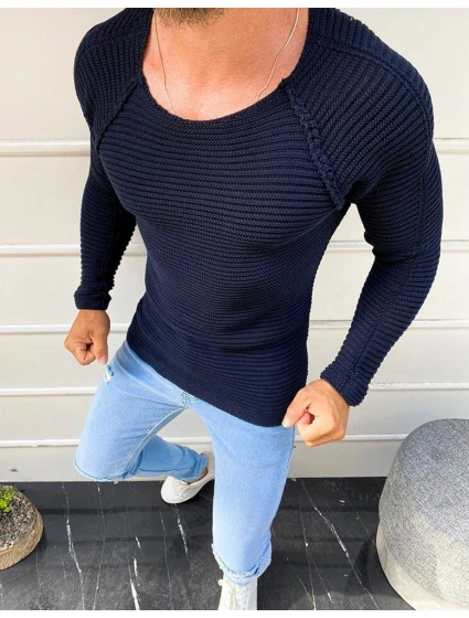 Pánsky tmavomodrý pulóver WX1579