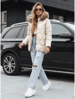 Dámská zimní bunda s kožešinou ecru Dstreet model 21994874 - FashionStreet