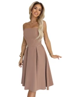 641-2 VIVIENNE korzetové rozšírené midi šaty na špeciálne príležitosti - béžové