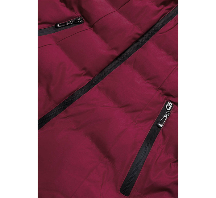 Dámska zimná bunda vo vínovej bordovej farbe s kožušinovým stojačikom (5M769-06)