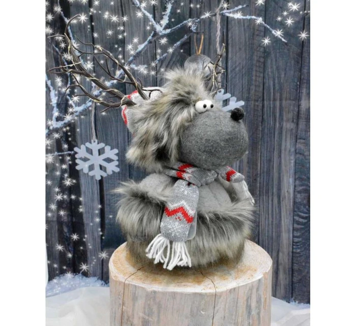 ZARIADENÝ RENNIFER S OSVETLENÝM TORCHOM Sivý 20x35x47CM detské