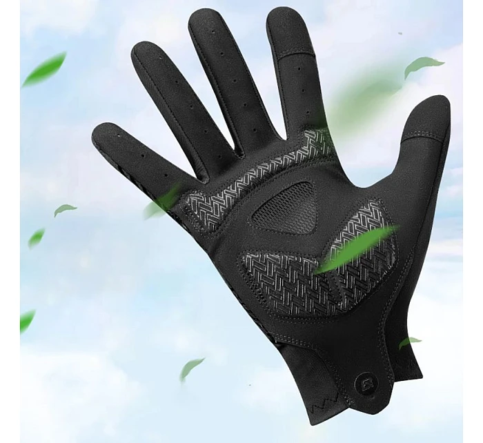 Cyklistické rukavice Rockbros jar/leto/jeseň, plné, veľkosť: L - čierne