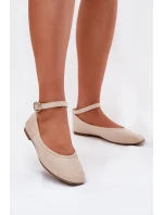 Eko Zamszowe Baleriny Z Paskiem I Klamrą Beżowe Deomira Eko Zamszowe Baleriny Z Paskiem I Klamrą Beżowe Deomira