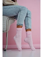 Dámské ponožky pruhované v pastelových růžových