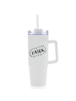 FRIDAY - biely cestovný hrnček s priehľadným viečkom 900 ml