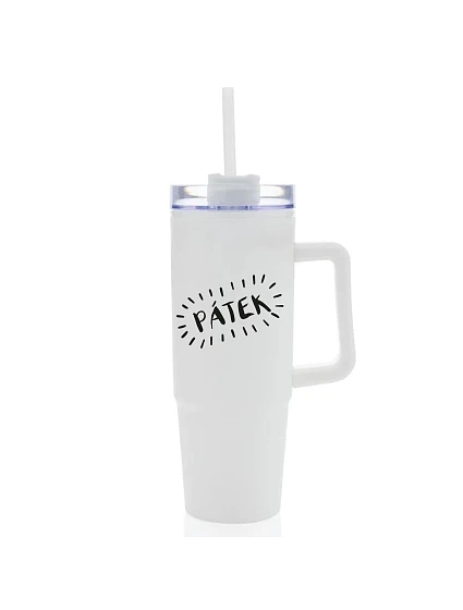 FRIDAY - biely cestovný hrnček s priehľadným viečkom 900 ml