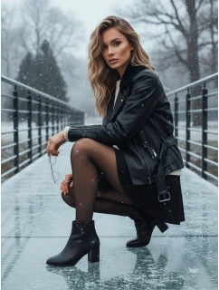 Dámske čierne čižmy na podpätku FashionStreet ZY1314