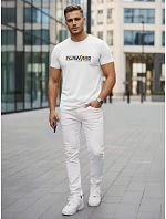 Pánske bavlnené tričko so streetwearovou potlačou biele FashionStreet NX0145R