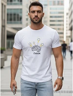 Pánske bavlnené tričko s originálnym potlačou, biele, FashionStreet NX0149R Pánske bavlnené tričko s originálnym potlačou, biele, FashionStreet NX0149R