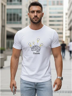 Pánske bavlnené tričko s originálnym potlačou, biele, FashionStreet NX0149R