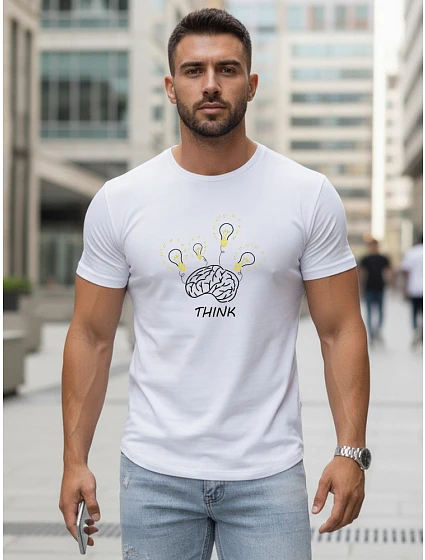 Pánske bavlnené tričko s originálnym potlačou, biele, FashionStreet NX0149R Pánske bavlnené tričko s originálnym potlačou, biele, FashionStreet NX0149R