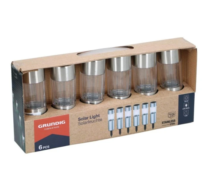 SOLÁRNA LAMPA 4,5X15CM INOX 6KS GRUNDIG SOLÁRNA LAMPA 4,5X15CM INOX 6KS GRUNDIG