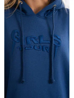 Zateplená mikina s vyšívaným textom oversize denim