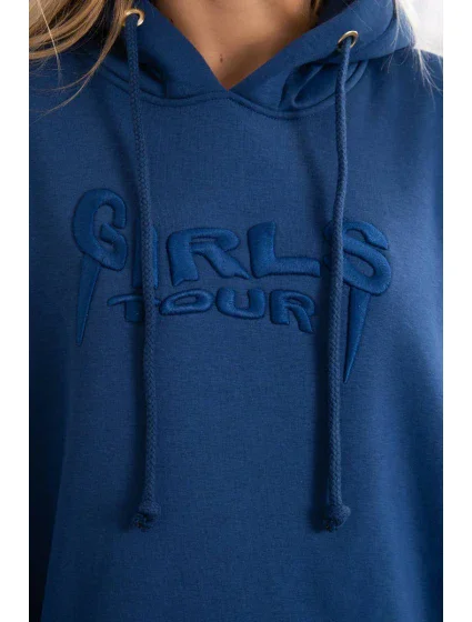 Zateplená mikina s vyšívaným textom oversize denim