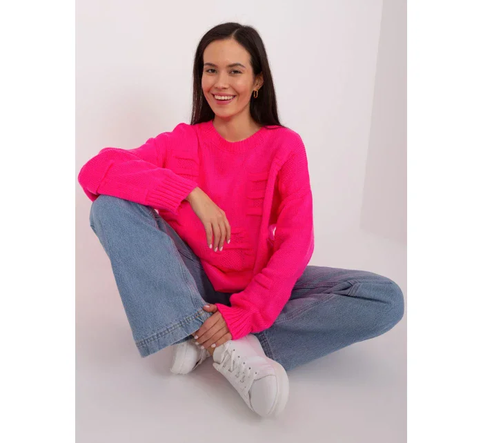 Sweter BA SW model 21055323 fluo różowy - FPrice Sweter BA SW model 21055323 fluo różowy - FPrice