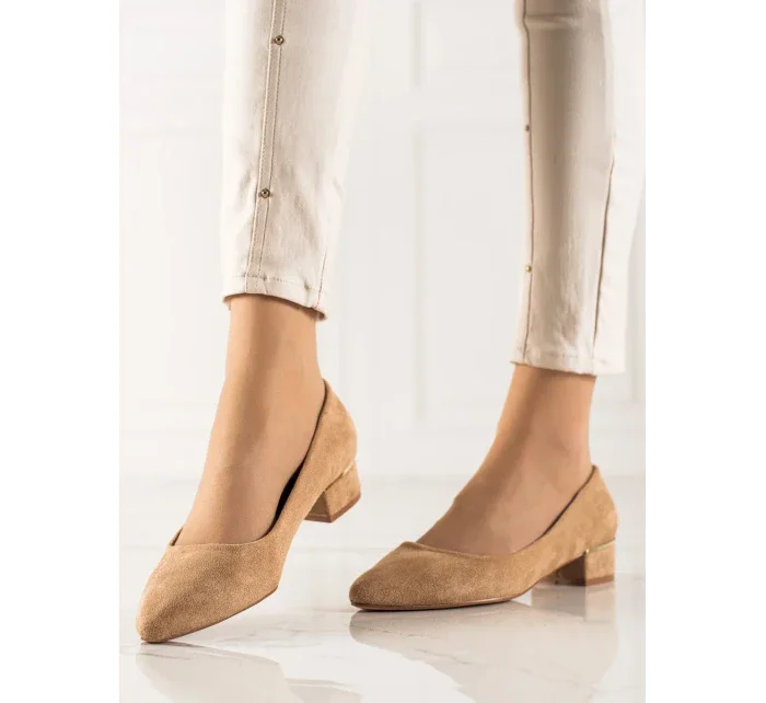 Klasické dámske lodičky hnedé na širokom podpätku Klasické dámske lodičky hnedé na širokom podpätku