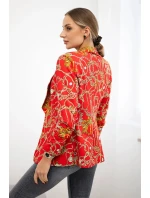 Bavlnená bunda s farebnou potlačou červená