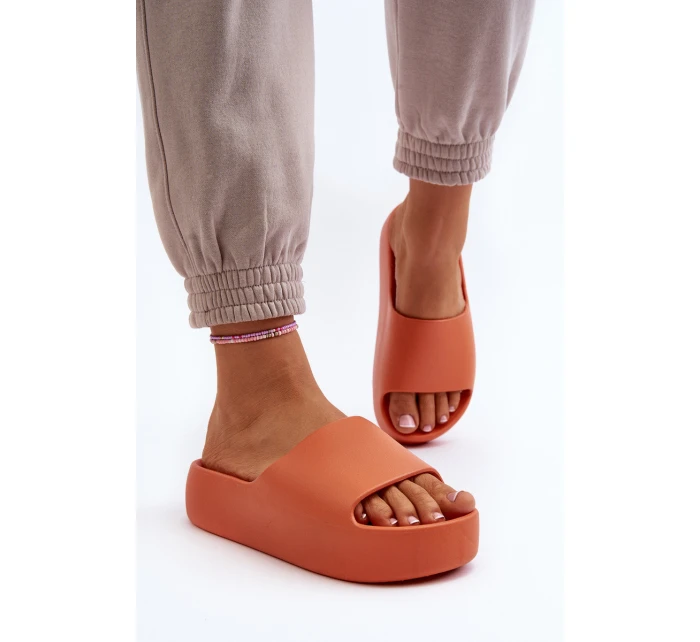 Damskie Klapki Na Grubej Podeszwie Pomarańczowe Oreithano Damskie Klapki Na Grubej Podeszwie Pomarańczowe Oreithano