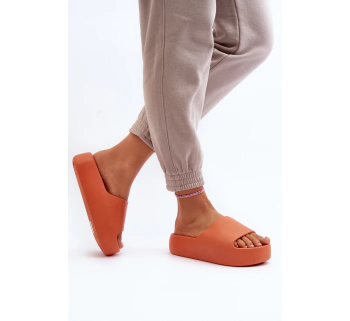 Damskie Klapki Na Grubej Podeszwie Pomarańczowe Oreithano Damskie Klapki Na Grubej Podeszwie Pomarańczowe Oreithano
