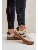 Semišové tenisky na platformě béžové model 21679942 - Zazoo