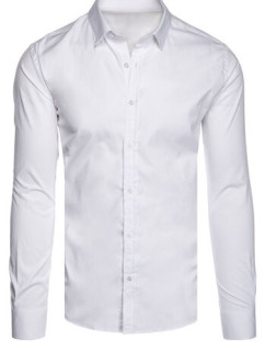 Pánska jednofarebná biela košeľa Dstreet DX2540