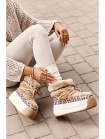 Dámske kožené snežnice s hrubou podrážkou a leopardou kožušinou Big Star Brown