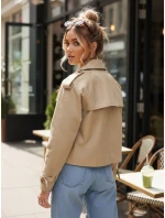 Dámsky krátky elegantný kabát klasického strihu béžovej farby FashionStreet NY0771