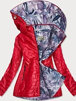 Červená dámska bunda s ozdobnou podšívkou (MM21)