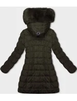 Dámska zimná bunda v khaki farbe s kapucňou (2M-21013)