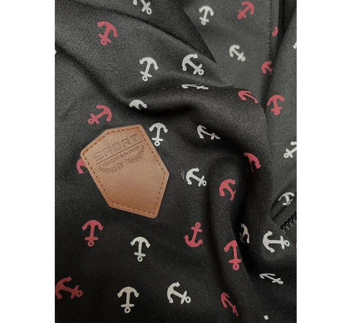 Černá hrubší mikina se zipem a se vzorem model 21310430 - 6&8 Fashion