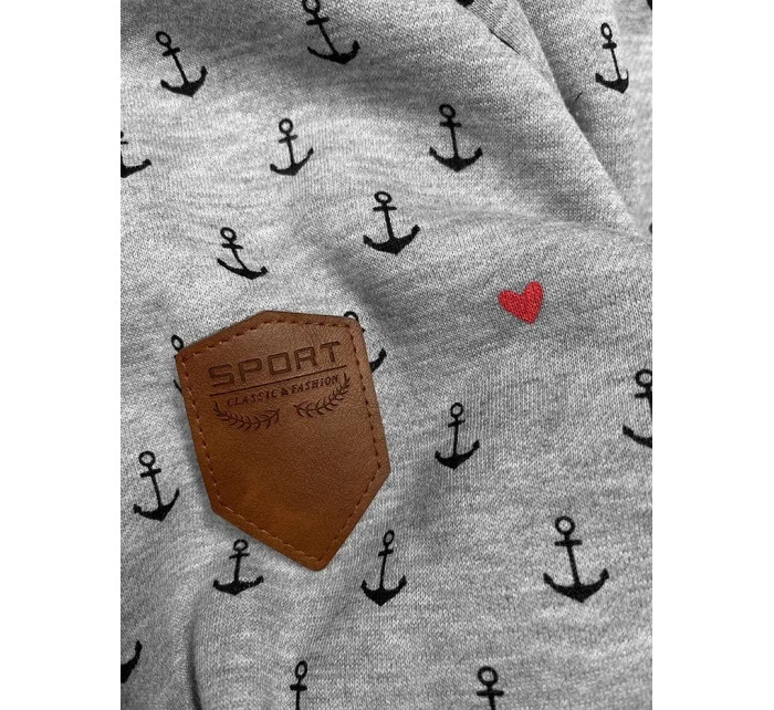 Tmavě šedá vzorovaná dámská mikina model 19694154 - 6&8 Fashion Tmavě šedá vzorovaná dámská mikina model 19694154 - 6&8 Fashion