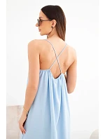 Dlhé šaty bez ramienok modré