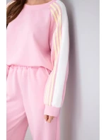 Dámský komplet z měkkého materiálu s lampasem a model 22015446 světle růžový - K-Fashion