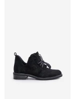 Semišové Polobotky Šněrovací Na Plochém Podpatku Černé model 21670945 - Zazoo