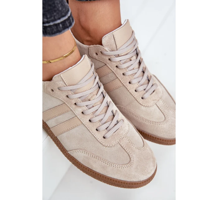 Nízké dámské semišové tenisky béžové model 21679949 - Zazoo Nízké dámské semišové tenisky béžové model 21679949 - Zazoo