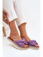 Klapki Damskie Na Platformie Z Plecionką I Kokardką Fioletowe Alpireda Klapki Damskie Na Platformie Z Plecionką I Kokardką Fioletowe Alpireda