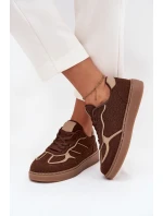 Niskie Sneakersy Damskie Brązowe Brenelle Niskie Sneakersy Damskie Brązowe Brenelle