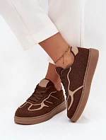 Niskie Sneakersy Damskie Brązowe Brenelle