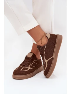 Niskie Sneakersy Damskie Brązowe Brenelle