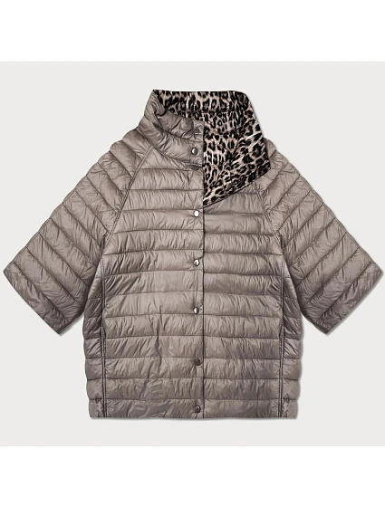 Obojstranná dámska plus size bunda Goodlookin cocoa/panther s 3/4 rukávmi (M6-6308-358)