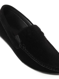 Pánske semišové ažurové mokasíny čierne Novinky 4873