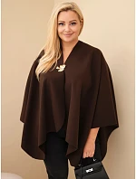 Dámské pončo Oversize s broží narzutka hnědá