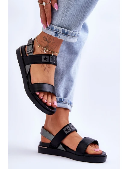 Damskie Płaskie Sandały Big Star LL274938 Czarne