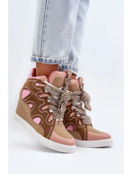 Dámské tenisky na podpatku růžové model 21648554 - Boto