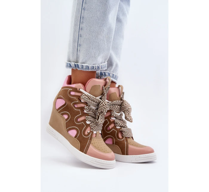 Dámské tenisky na podpatku růžové model 21648554 - Boto