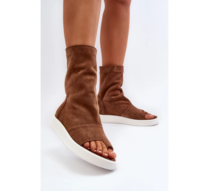 Hnědé Dámské Sandály Zamszové Svrchní model 21652349 - Zazoo Hnědé Dámské Sandály Zamszové Svrchní model 21652349 - Zazoo