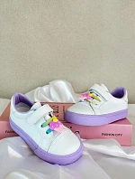 Dziecięce Sneakersy Trampki Z Przypinką Biało-Fioletowe Pennyn