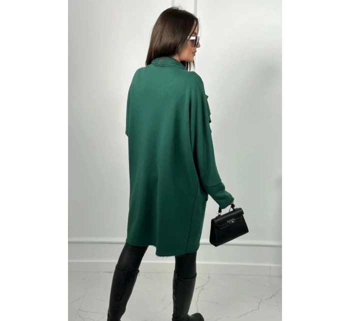 Dámsky plášť s vreckami 9587 Tmavo zelená - Kesi